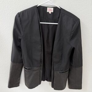Parker Black Blazer with Leather Accents